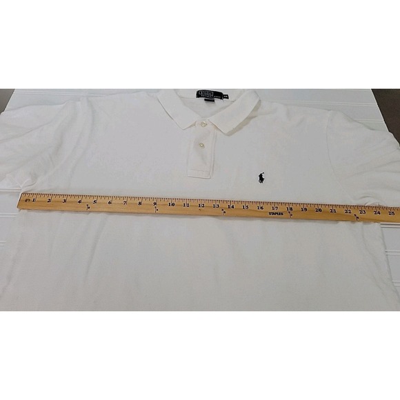 Ralph Lauren Polo‎ Shirt Men's 2XL SOLID White Pony Vintage 90s - Picture 7 of 11